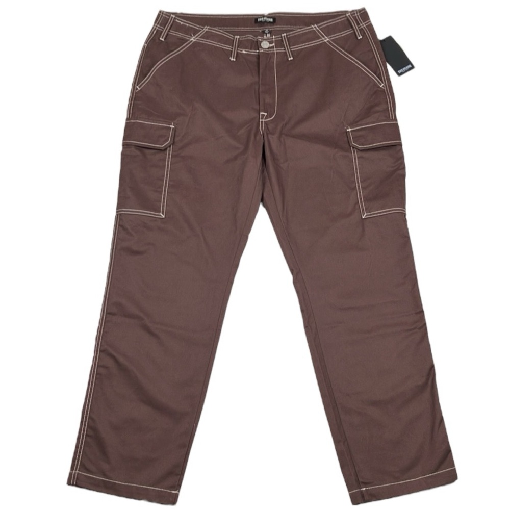 True Religion Brown Cargo Pants White Stitching Men's 38 NWT
